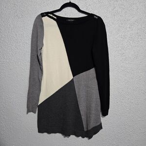 WHBM Womens Colorblock Asymmetrical Long Sleeve Sweater Size S Business‎ Casual